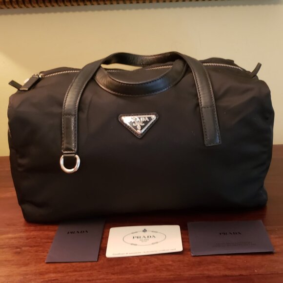 PRADA TESS SAFFIANO Nylon/Leather Tote Handbag (Nero) includes Authenticity card - Picture 13 of 13